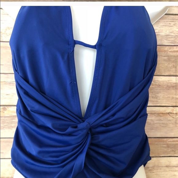 La Blanca Blue Plunge One-Piece - Picture 5 of 8